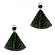Quaste Ibiza Style 1.5cm Silver - dark classic green